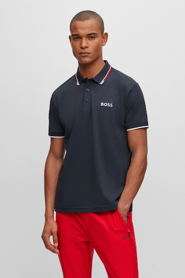 BOSS - Polo shirt with contrast logos