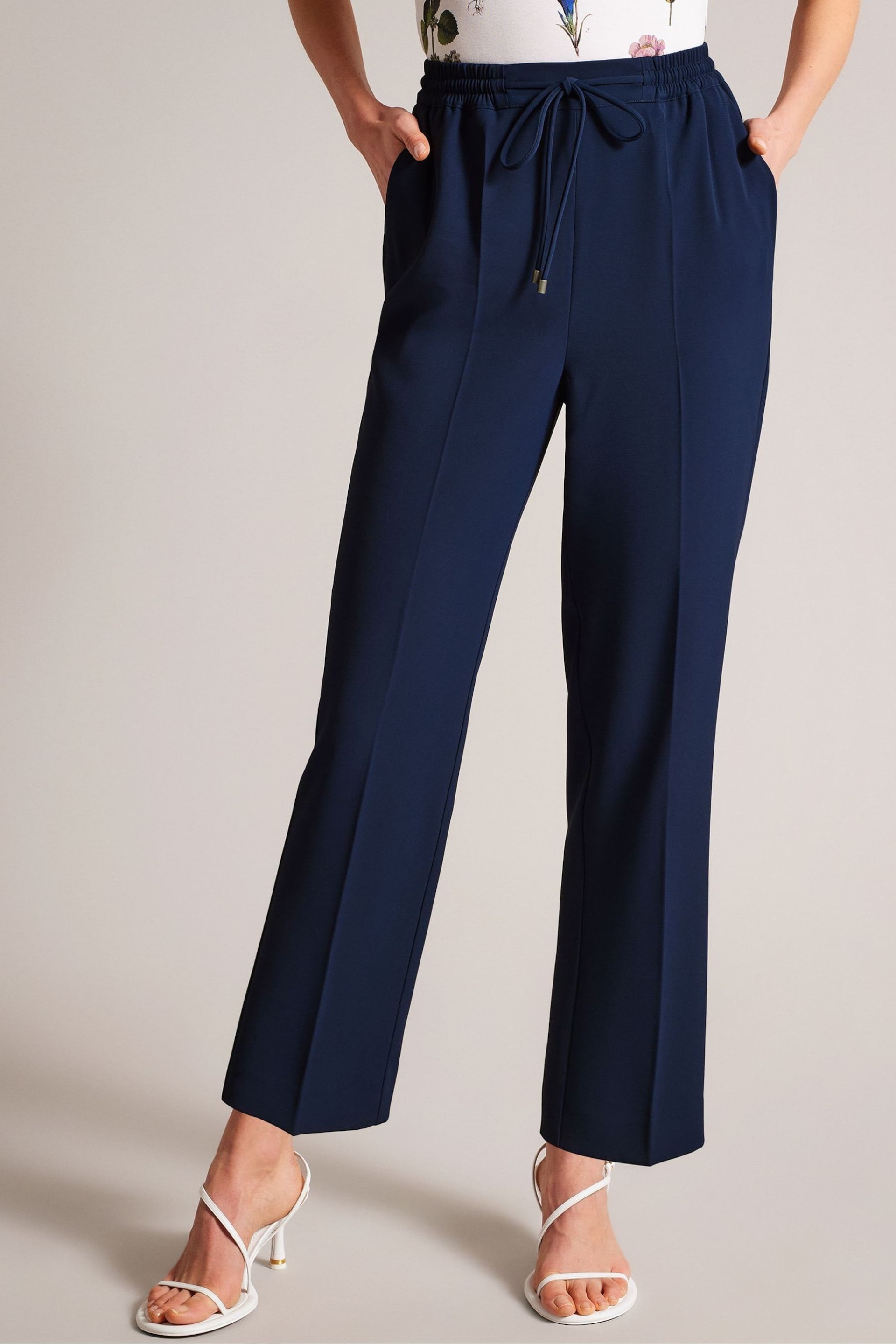 Ted Baker Blue Laurai Slim Cut Ankle Length Trousers - Image 1 of 5