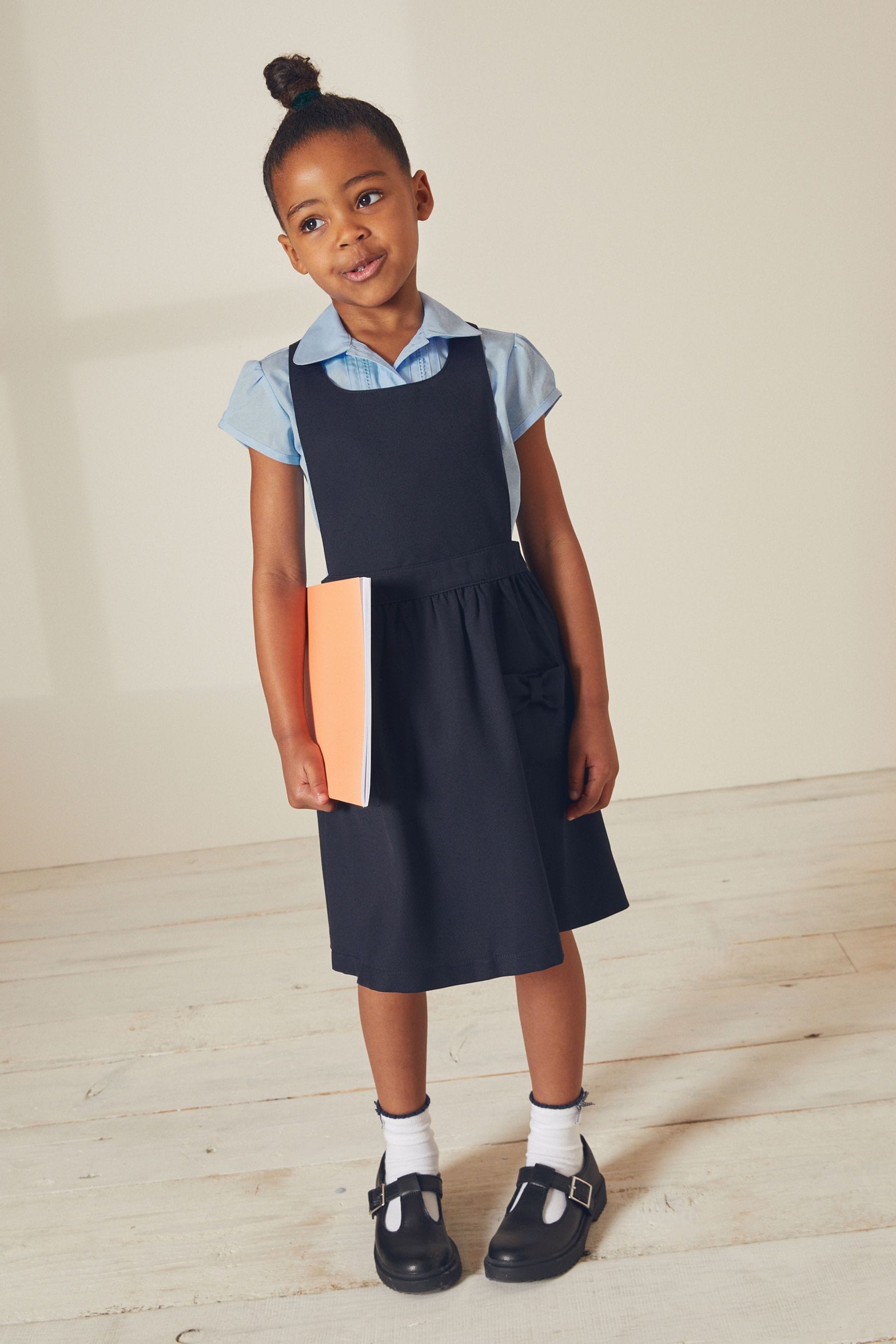 Girls navy school pinafore clearance