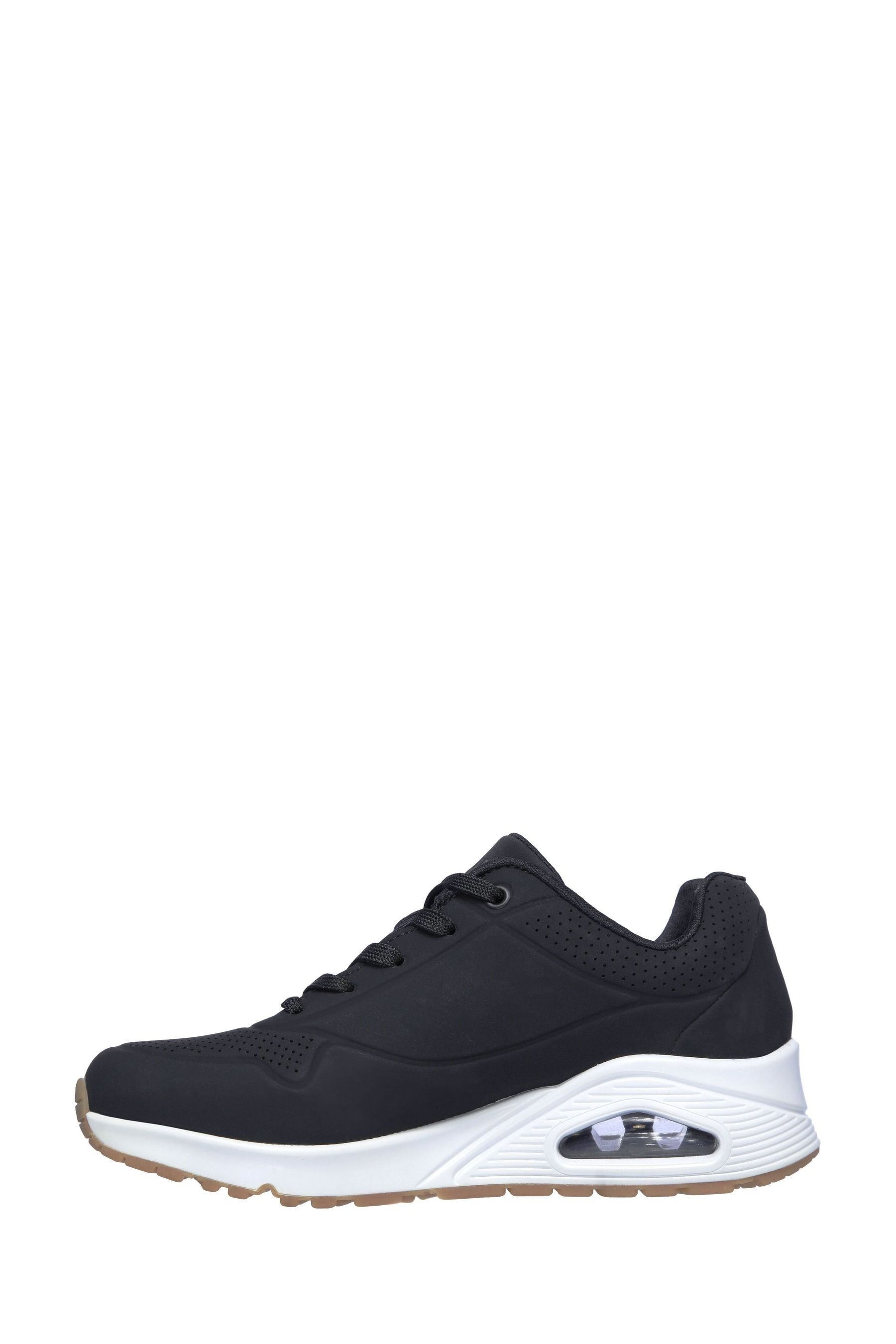 Skechers Black White Wide Fit Womens Uno Stand On Air Trainers