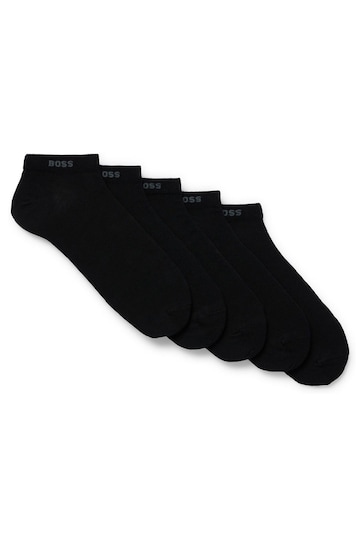 BOSS Black Cotton Blend Logo Ankle Socks 5 Pack