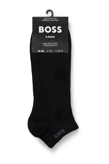 BOSS Black Cotton Blend Logo Ankle Socks 5 Pack