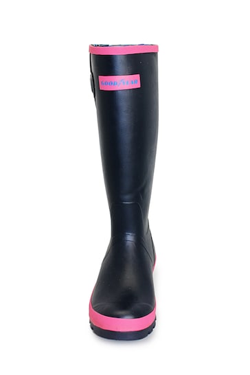 Goodyear Blue Rubber Wellington Boots With Neoprene Lining
