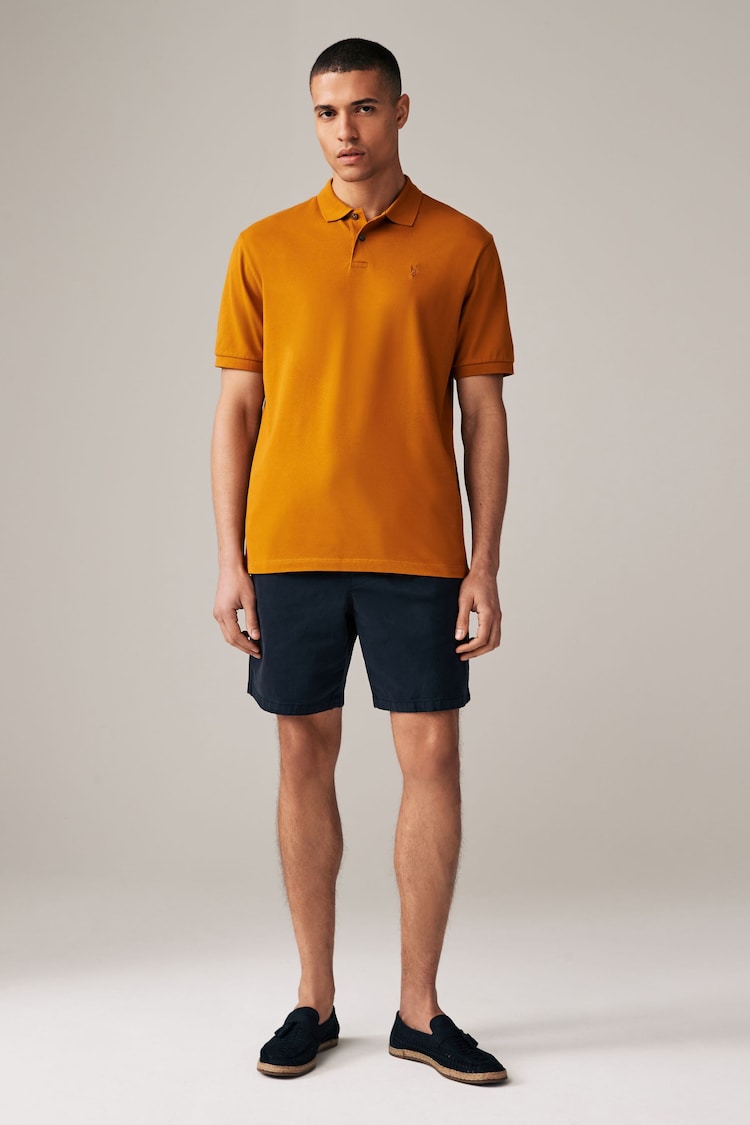 Amber Yellow Regular Fit Short Sleeve Pique Polo Shirt - Image 2 of 7