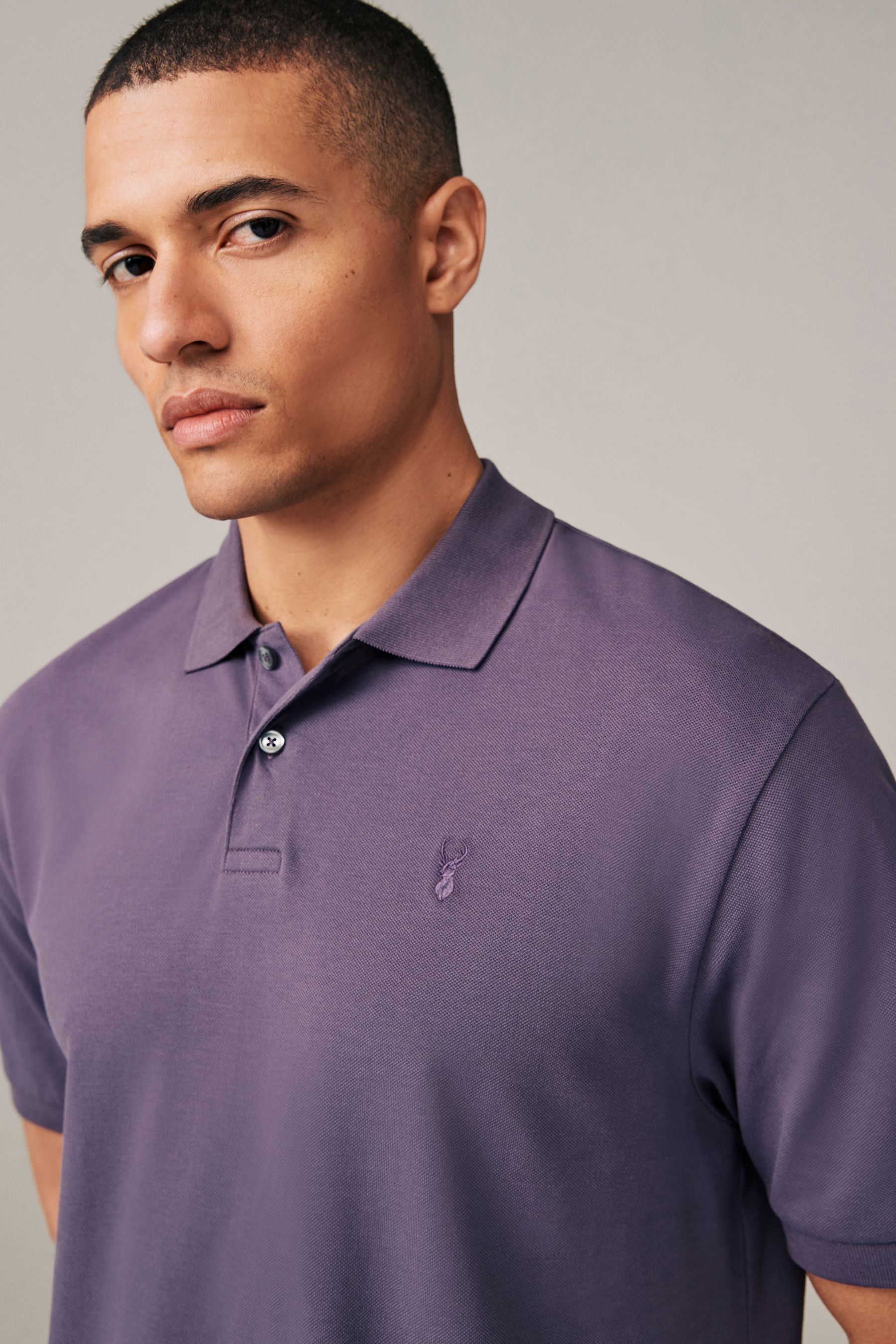 Buy Purple Regular Fit Short Sleeve Pique Polo Shirt from the Next UK online shop