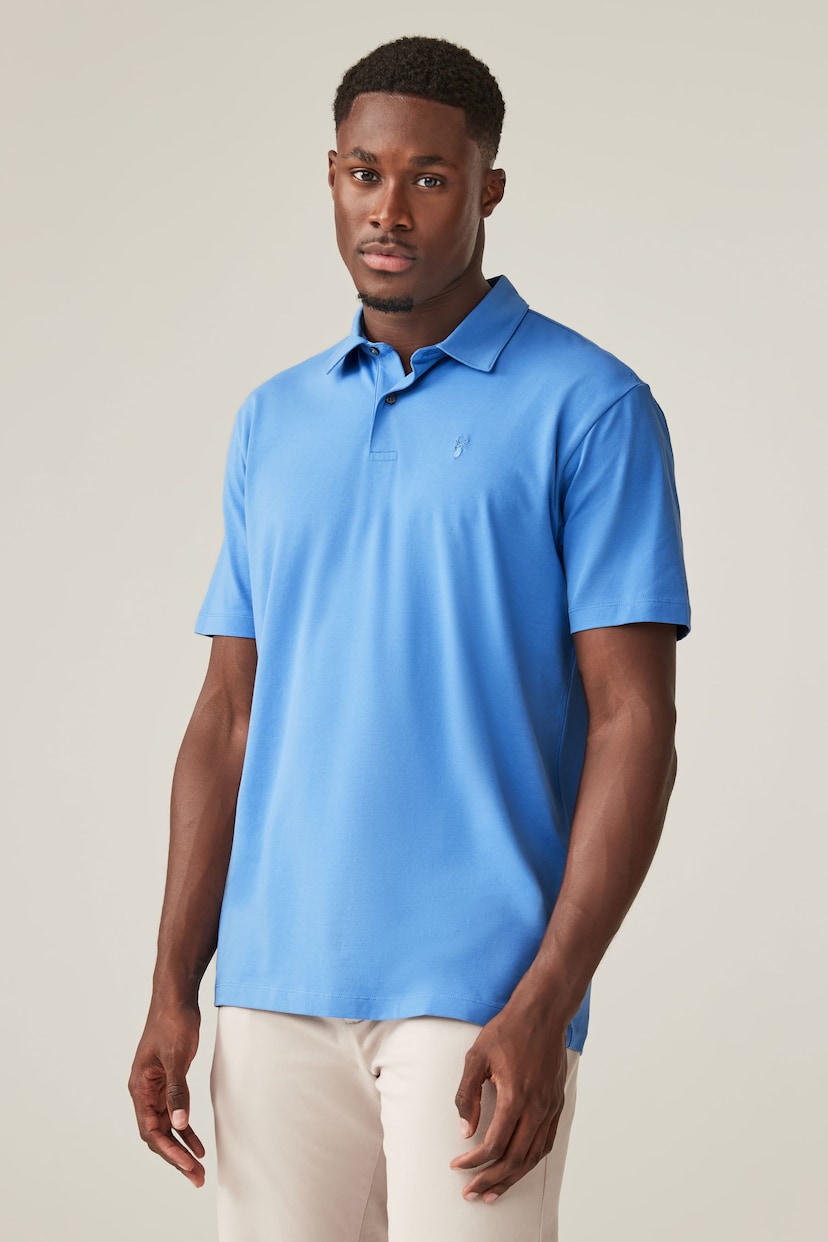 Blue Regular Fit Regular Fit Short Sleeve Jersey Polo Shirts 5 Pack - Image 9 of 17
