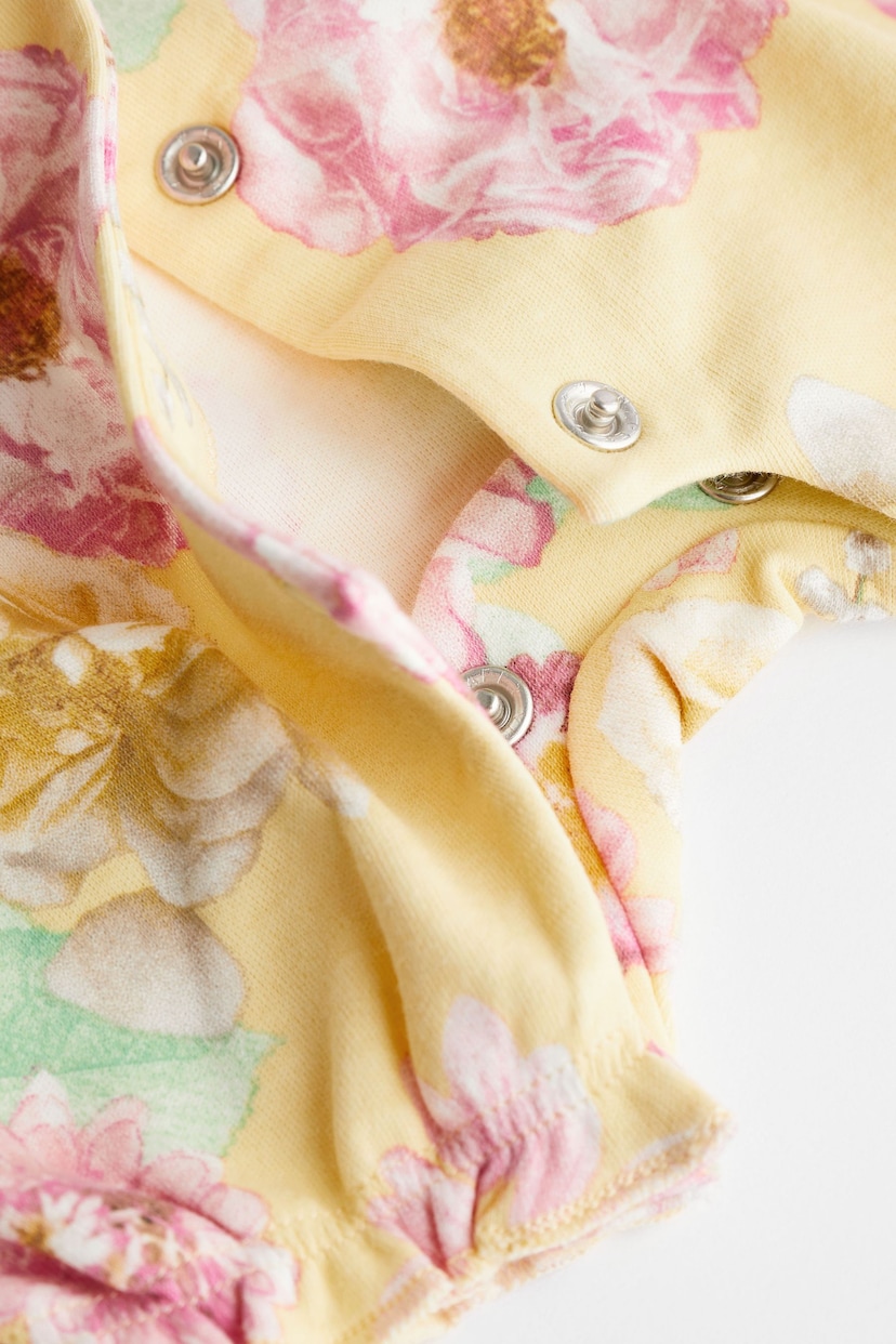 Pink Yellow Floral Baby Rompers 3 Pack - Image 7 of 7