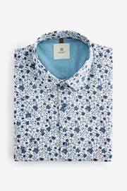 White/Blue Floral Printed Linen Blend Shirt - Image 5 of 7