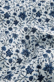 White/Blue Floral Printed Linen Blend Shirt - Image 6 of 7