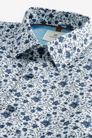 White/Blue Floral Printed Linen Blend Shirt - Image 7 of 7