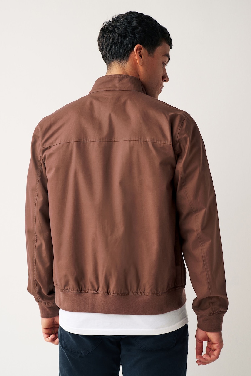 Brown Shower Resistant Check Lining Harrington Jacket - Image 3 of 11