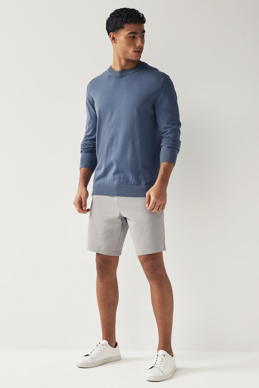 Light Grey Straight Fit Stretch Chinos Shorts - Image 2 of 8