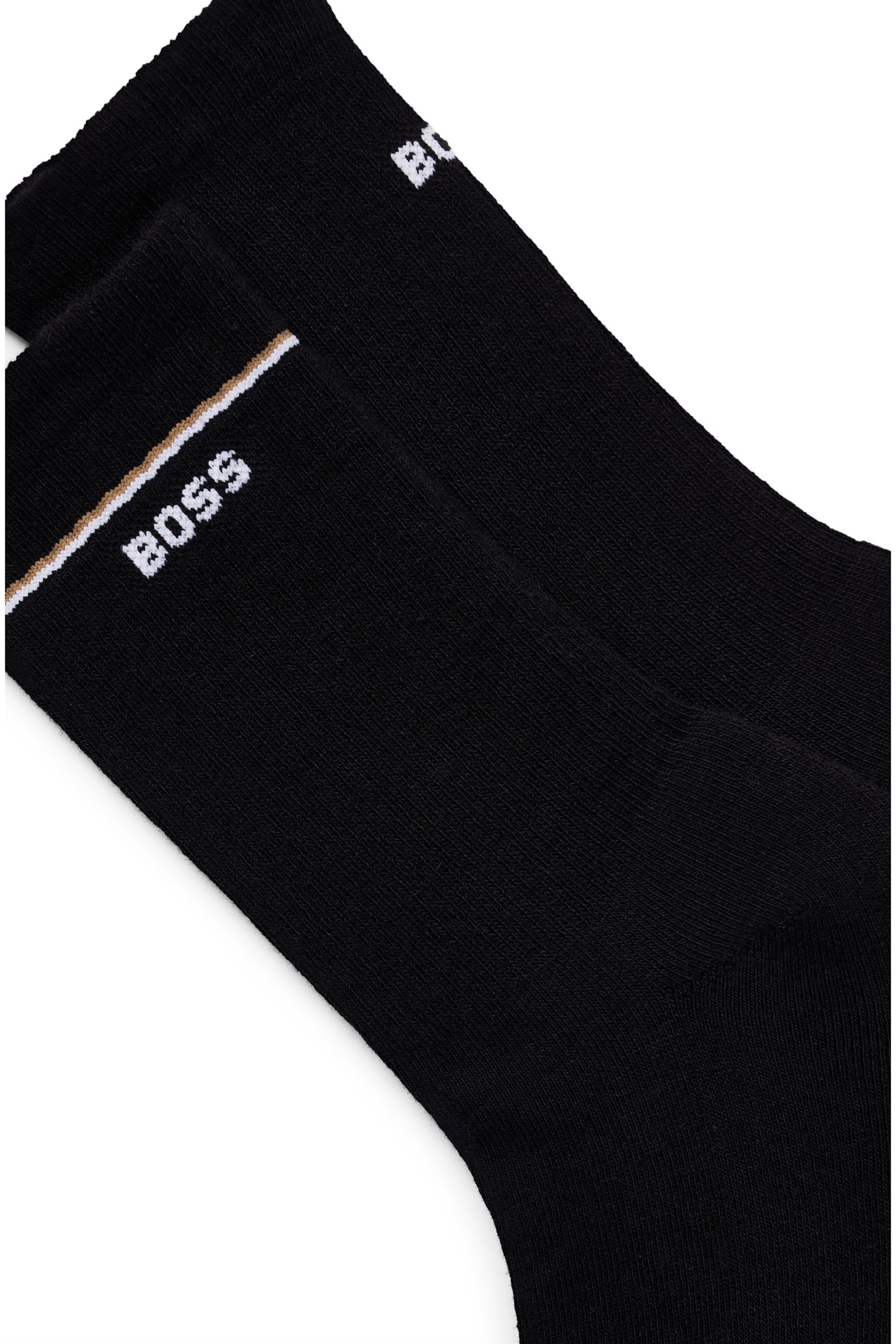 BOSS Black Iconic Logo Stripe Ribbed Socks 2 Pack - Image 3 of 3