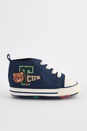 Navy Blue Varsity Badge High Top Lace-Up Baby Trainers (0-24mths) - Image 2 of 5