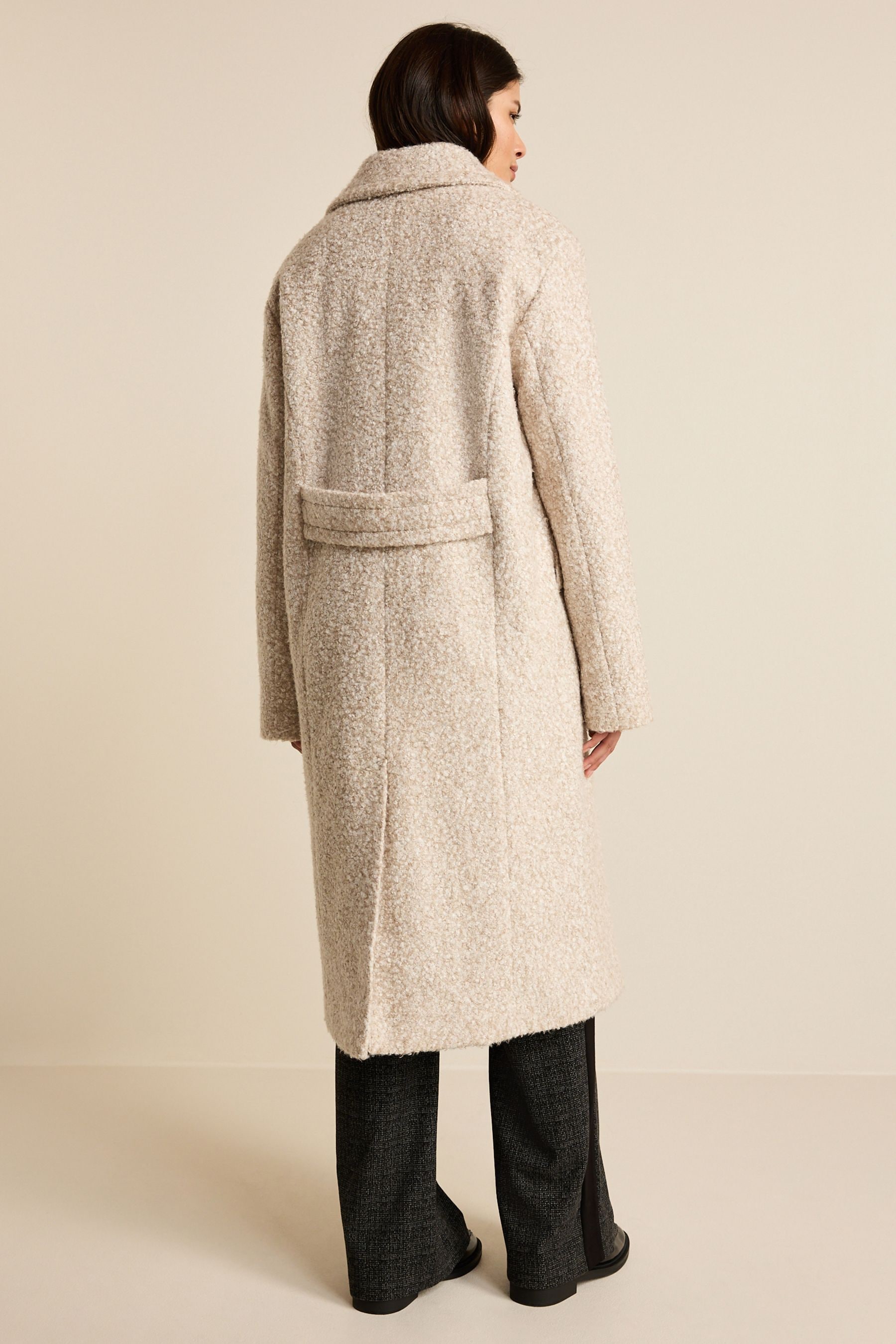 Buy Ecru Cream Longline Boucle Coat from Next Oman