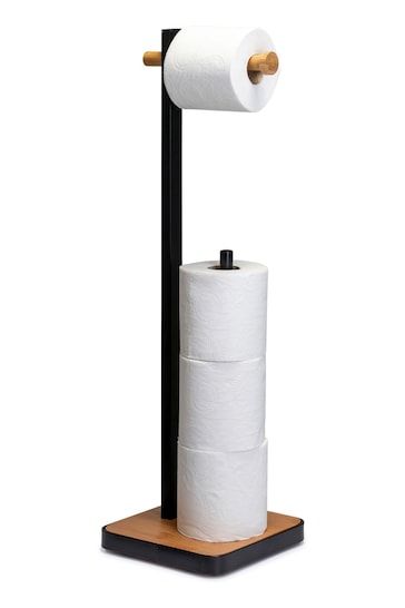 Croydex Freestanding Black Bamboo Toilet Roll Holder