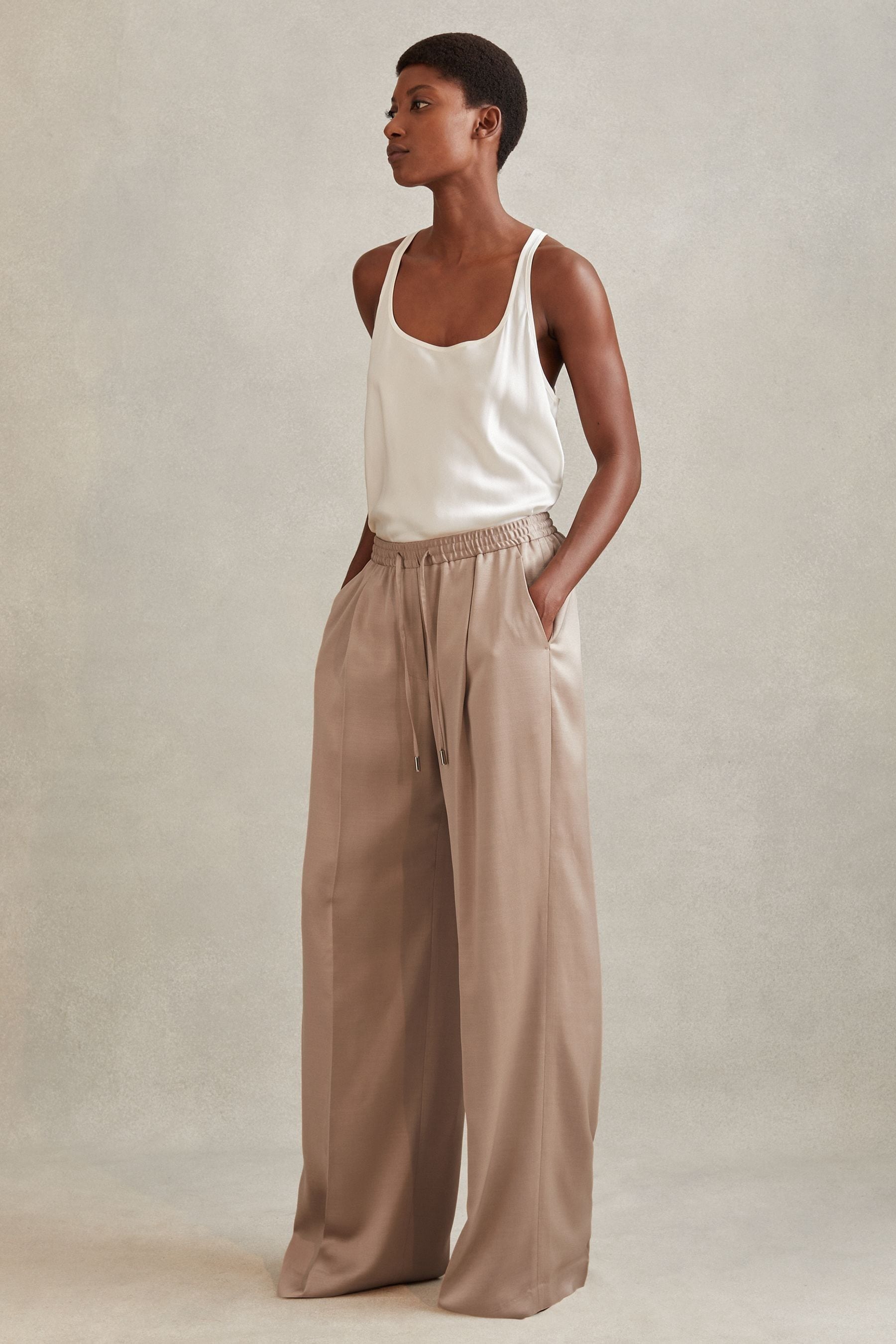 Drawstring wide leg trousers clearance