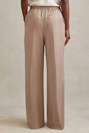 Reiss Gold Cole Satin Drawstring Wide Leg Trousers - Image 4 of 5