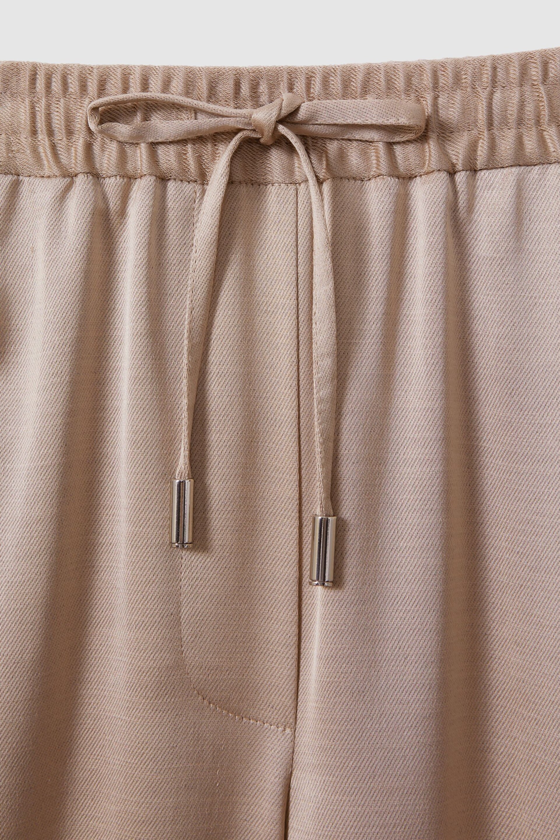 Reiss Gold Cole Satin Drawstring Wide Leg Trousers - Image 5 of 5