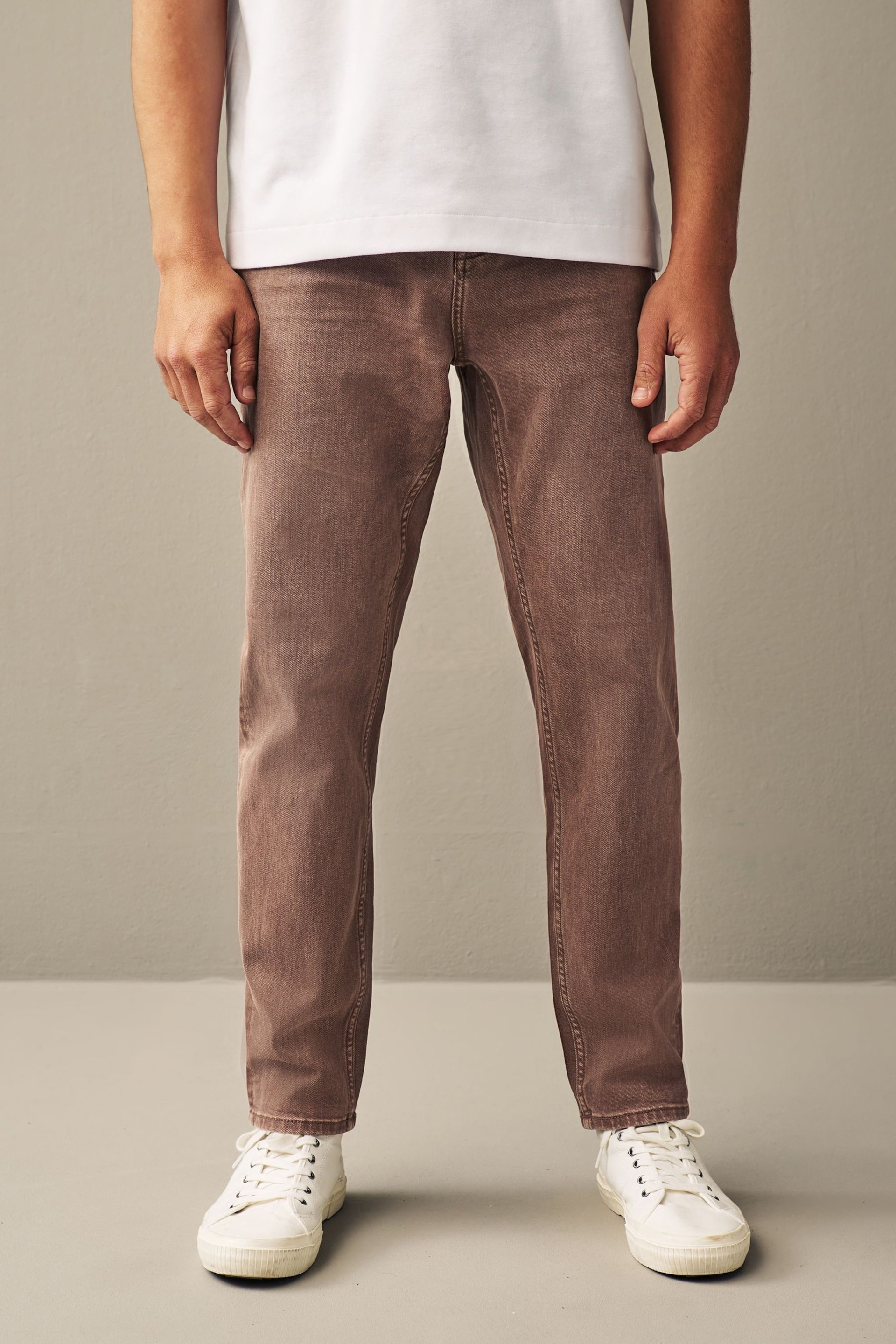 Brown Rust Regular Fit Overdyed Denim Jeans - Image 1 of 8