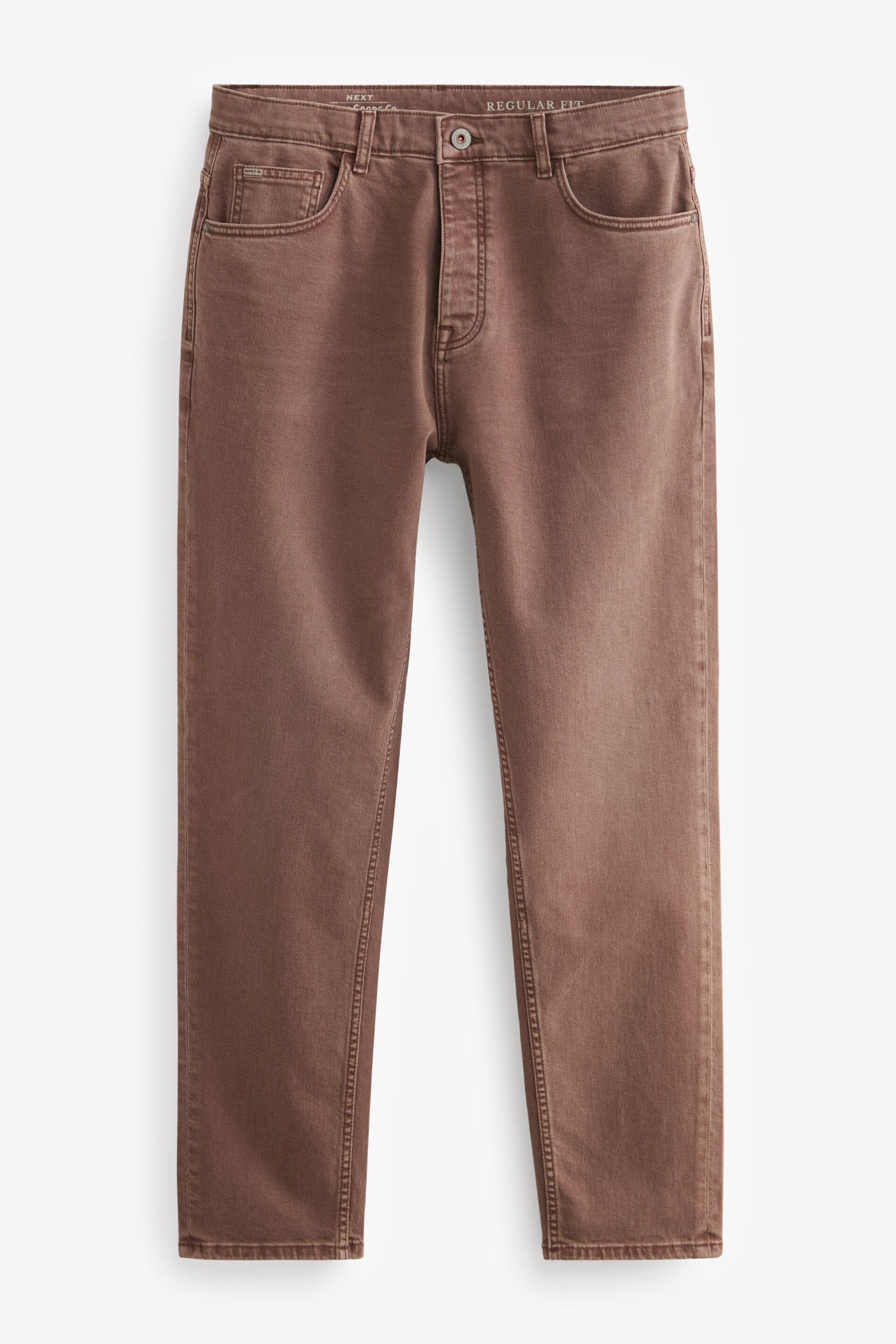 Brown Rust Regular Fit Overdyed Denim Jeans - Image 7 of 8