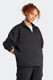 adidas Black Sportswear All Szn Fleece Quarter Zip Sweatshirt - Image 3 of 7