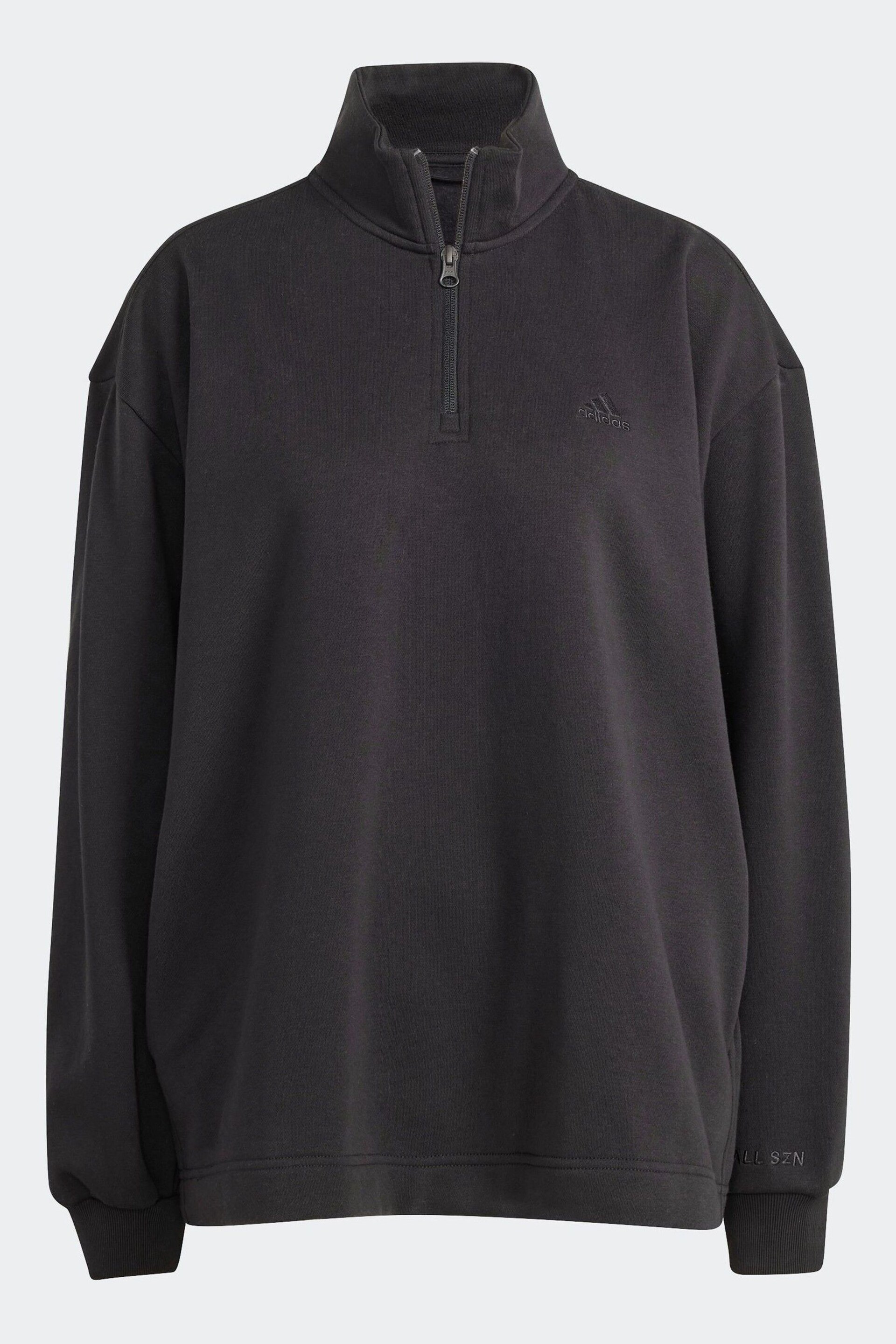 adidas Black Sportswear All Szn Fleece Quarter Zip Sweatshirt - Image 7 of 7
