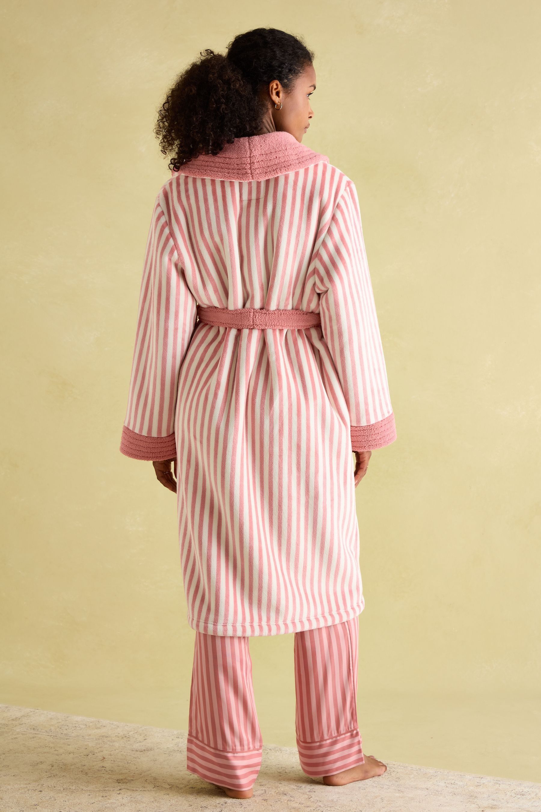 Pink and white striped dressing gown shop