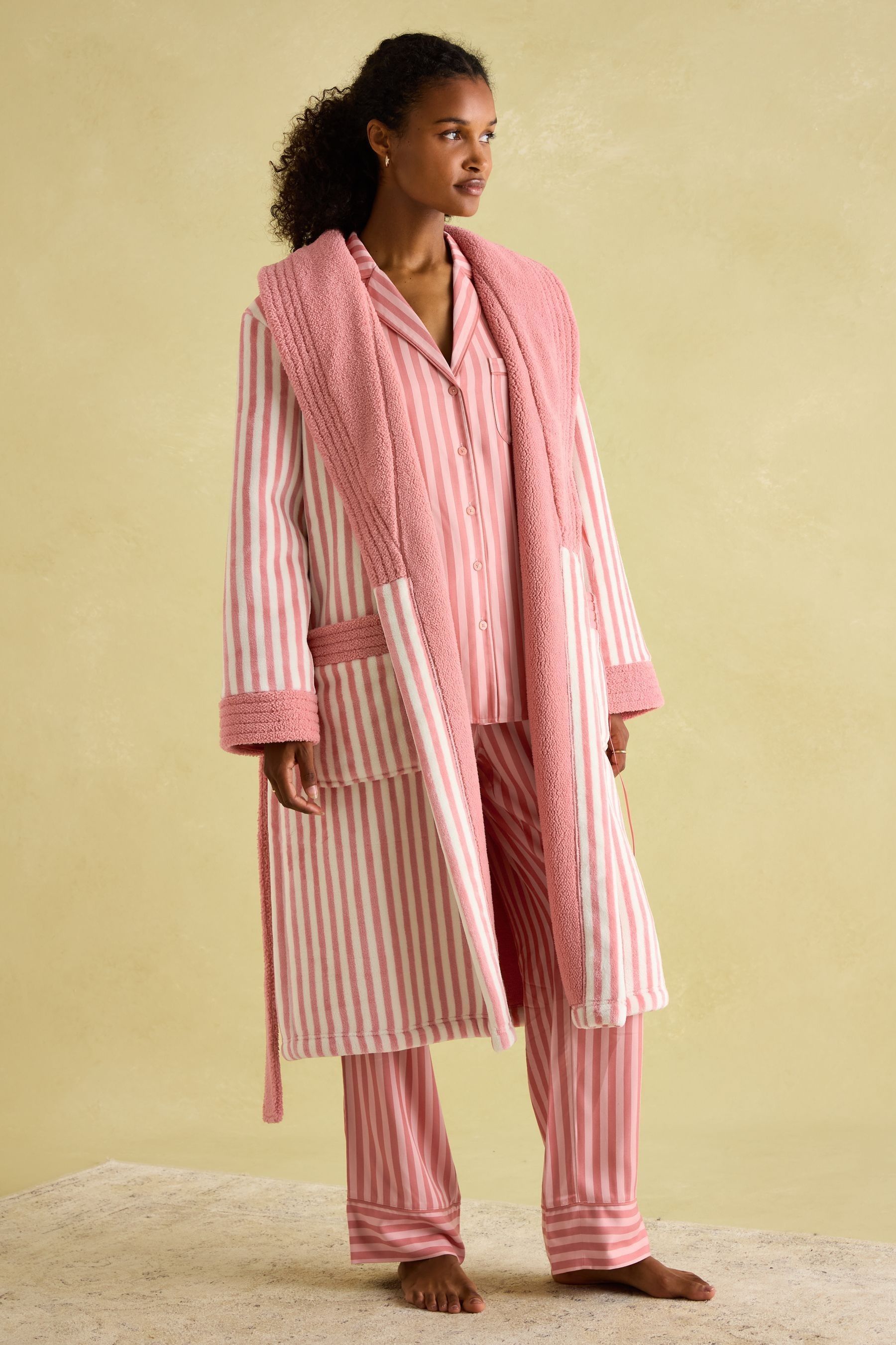 Buy Joules Matilda Pink White Fleece Lined Dressing Gown from the Next UK online shop