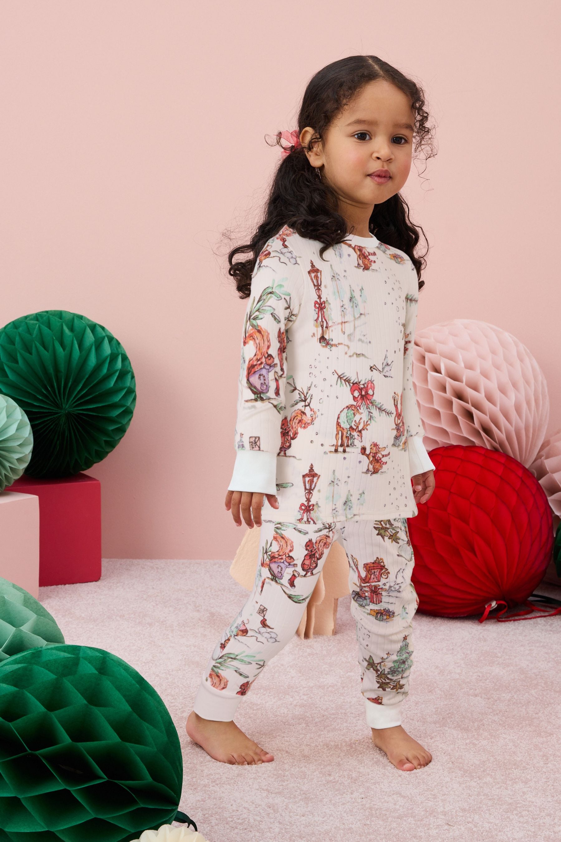 Buy Cream Scene 100 Cotton Christmas Pyjamas 9mths 16yrs from the Next UK online shop