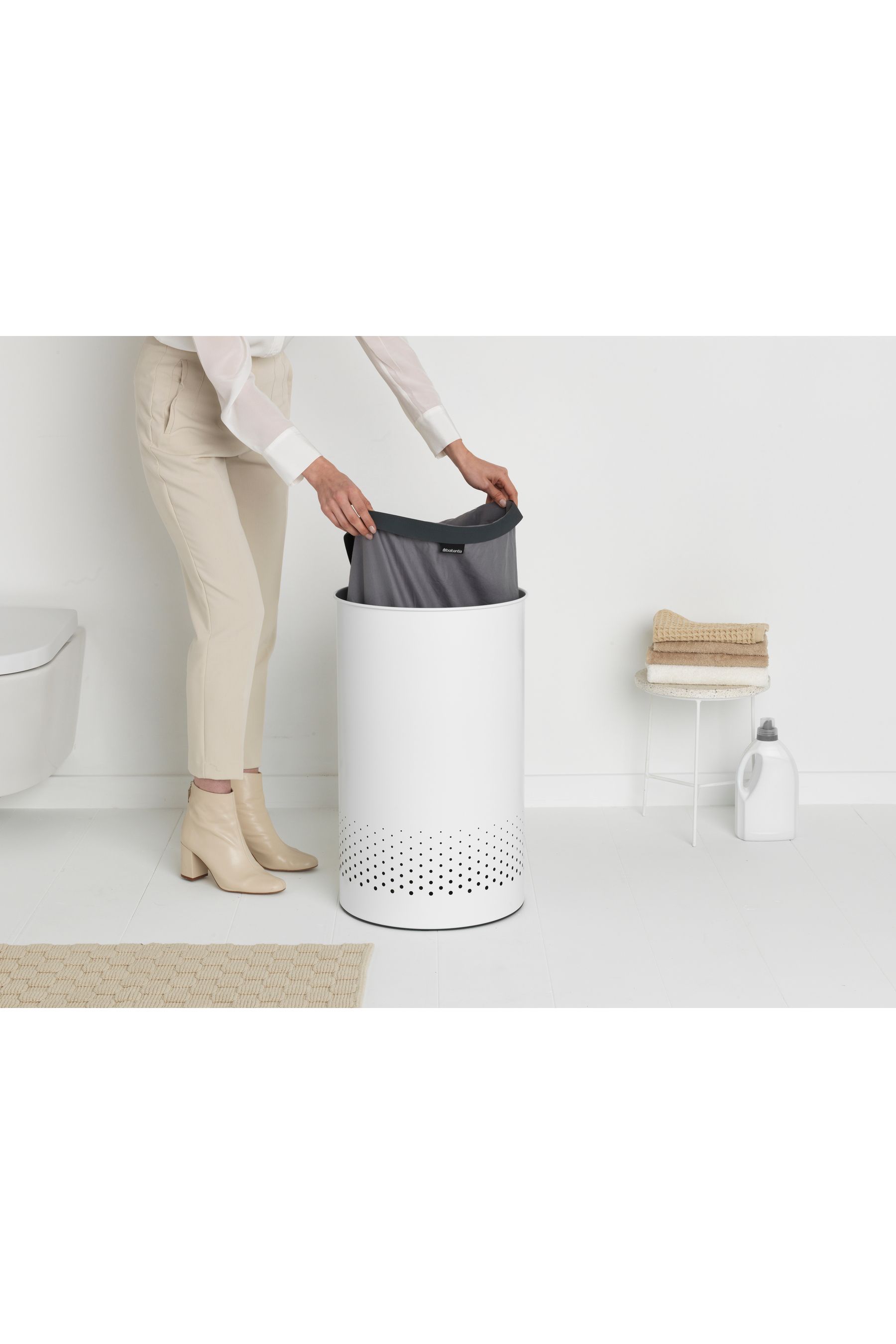 Buy Brabantia White Laundry Bin 60L With Plastic Lid from the Next
