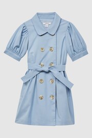 Reiss Blue Naomi Junior Puff Sleeve Belted Dress - Image 2 of 6