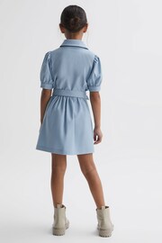 Reiss Blue Naomi Junior Puff Sleeve Belted Dress - Image 5 of 6