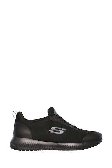 Skechers Black Squad Slip Resistant Wide Fit Womens Trainers