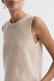 Reiss Neutral Kasha Wool-Cashmere Sleeveless Removable Roll Neck Vest - Image 6 of 7