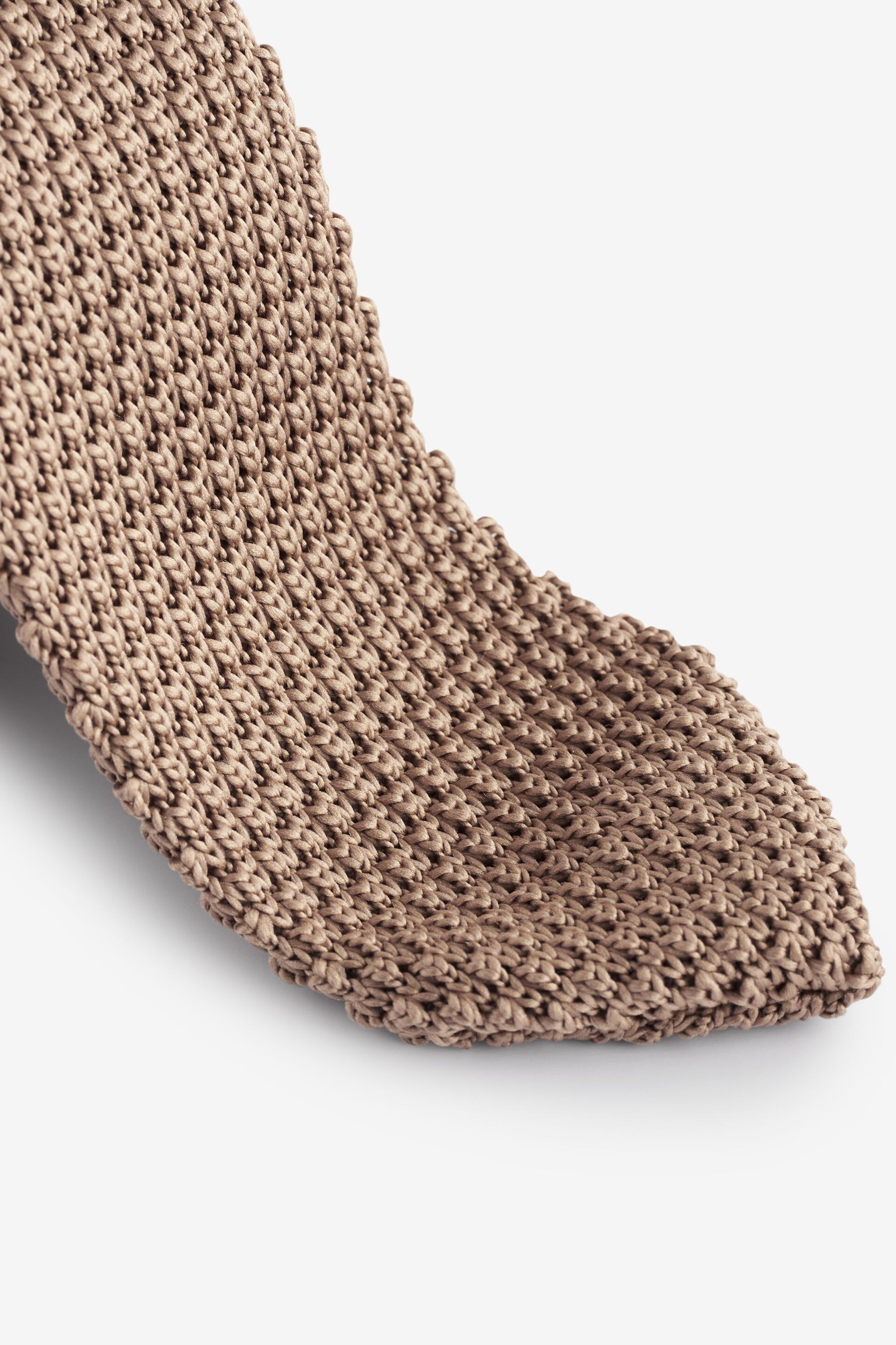 Neutral Oat Brown Slim Knitted Tie - Image 2 of 3