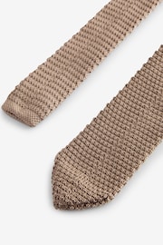 Neutral Oat Brown Slim Knitted Tie - Image 3 of 3