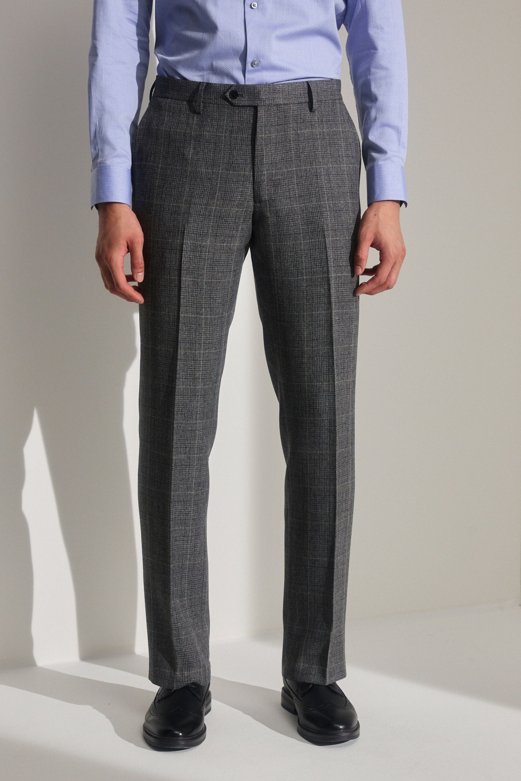 NEXT Grey Prince of Wales Tailored fit Check Suit Trousers 38 R Mens