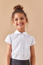 White Regular Fit Puff Sleeve Lace Trim School Blouse (3-14yrs) - Image 1 of 7