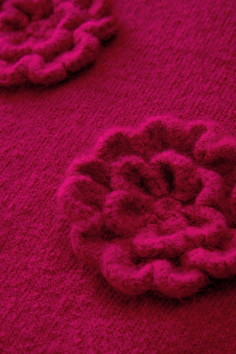 Pink Crochet Flower High Neck Jumper - Image 6 of 6