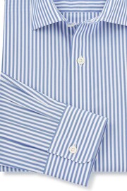 Savile Row Company Blue Stripe Slim Fit Single Cuff Shirt - Image 4 of 5