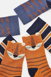 Joules Kids' Eat Feet Orange/Navy 3 Pack Socks - Image 3 of 3