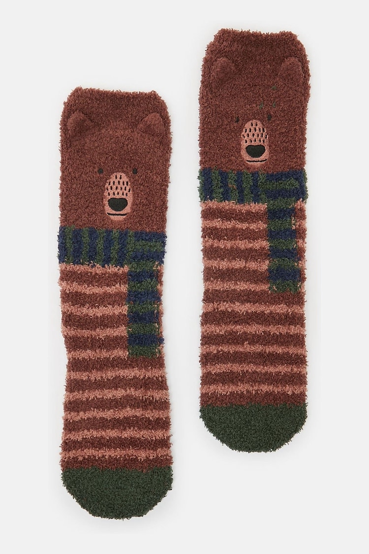 Joules Kids' Fluffy Brown Character Socks - Image 1 of 3