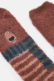 Joules Kids' Fluffy Brown Character Socks - Image 2 of 3