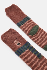 Joules Kids' Fluffy Brown Character Socks - Image 3 of 3