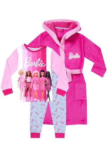 Character Pink Barbie Pyjamas and Dressing Gown Set