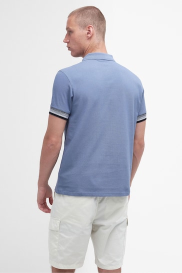 Barbour® International Blue Twist Zip Neck Polo Shirt