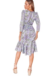 Chi Chi London Grey Puff Sleeve Marble Wrap Midi Dress - Image 2 of 5