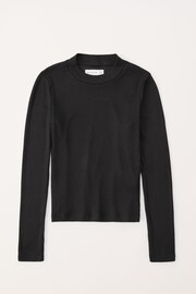 Abercrombie & Fitch Black Essential Cosy Mock Roll Neck Top - Image 1 of 3