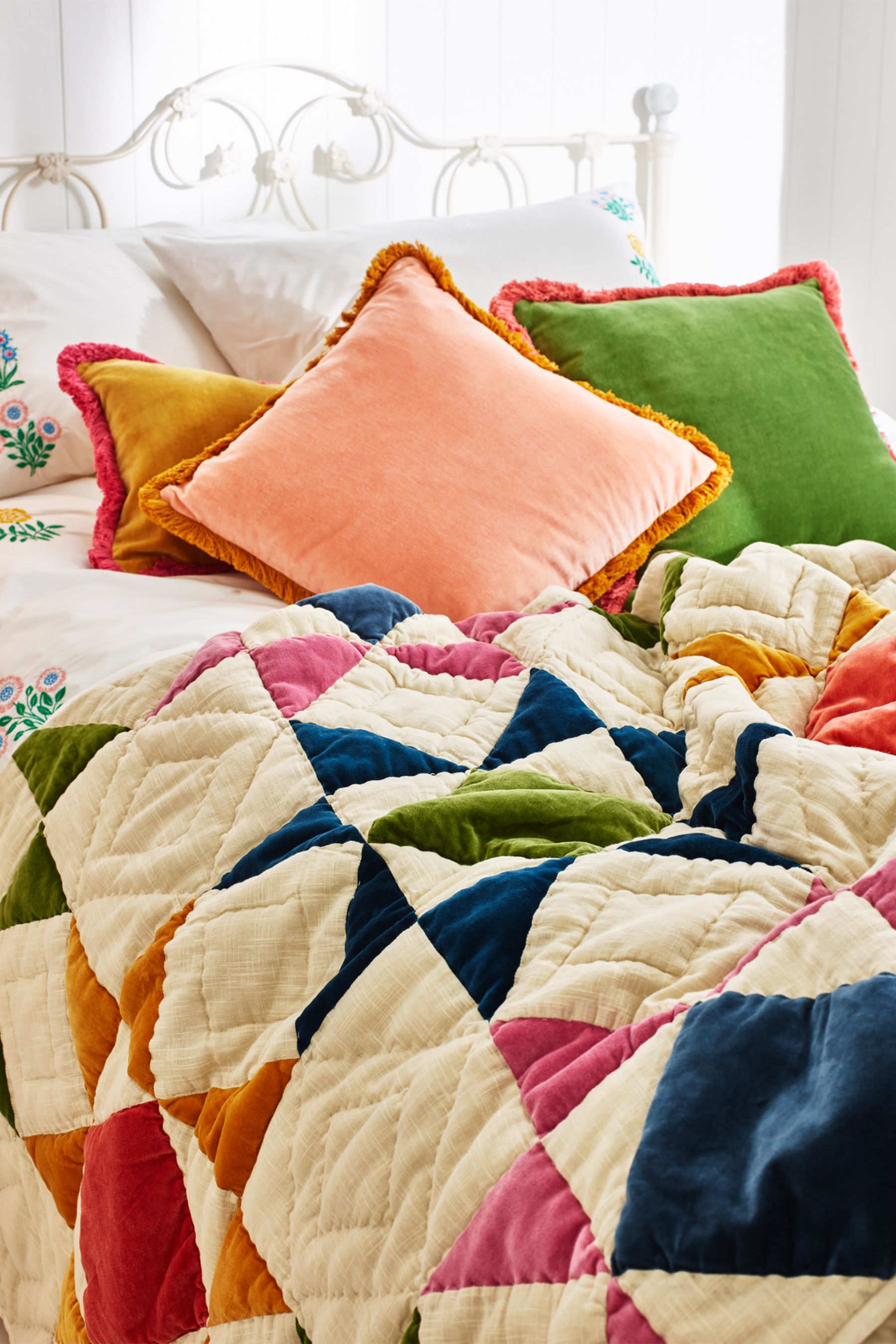 Velvet patchwork throw sale